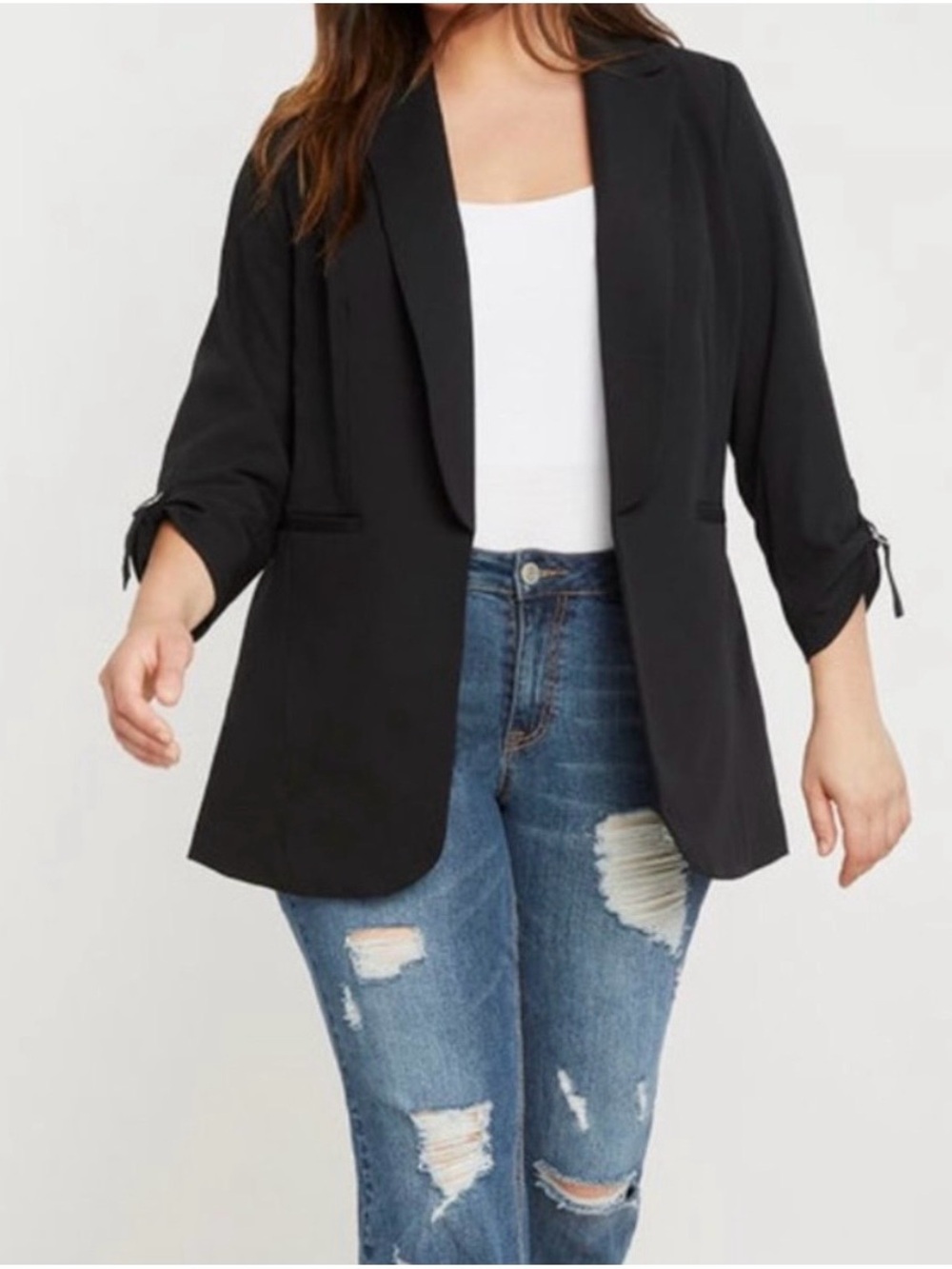 NWOT ELOQUII Alabama Black Open Front Blazer D-Ring Sleeves Size 18